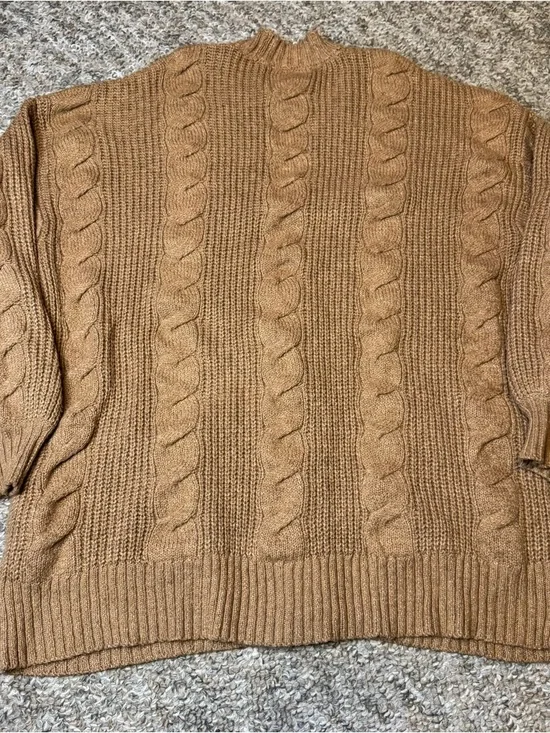 American Eagle Outfitters Camel Cable-Knit Button Cardigan - Picture 6 of 6
